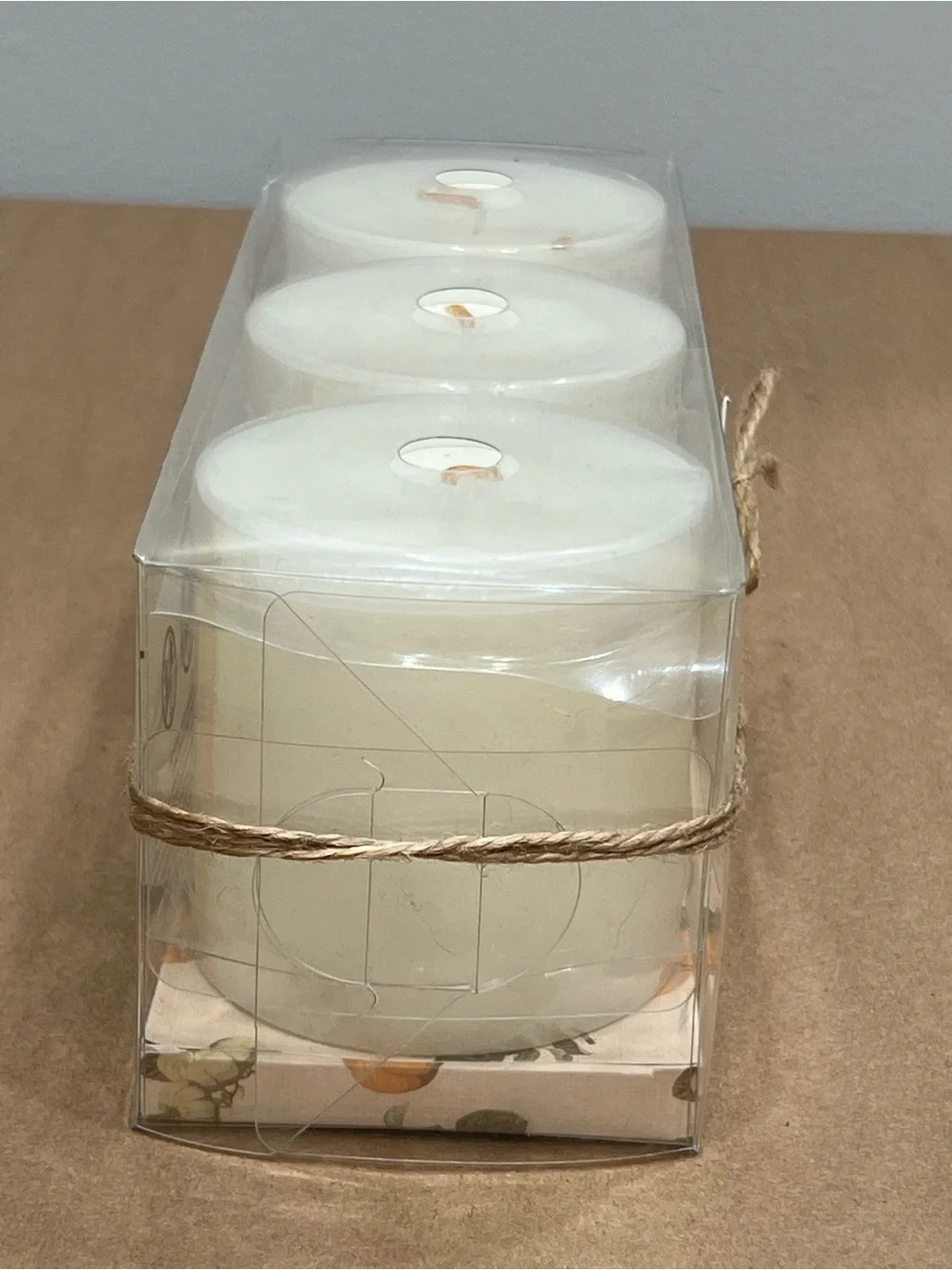 Set of 3 - 3x3 Pillar Candle White Pumpkin Scented Fall Thanksgiving